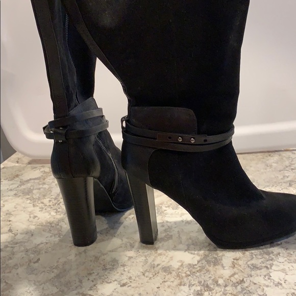 Black wide calf high heel boots - Picture 3 of 4
